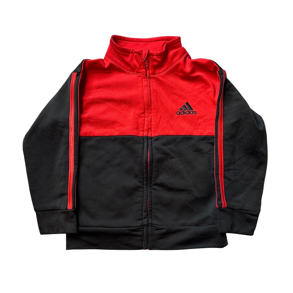 Adidas Track Jacket Kids 12M‎ Red Black AG10348 Full Zip 3-Stripe Activewear